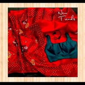 Brand new Red tussar silk saree